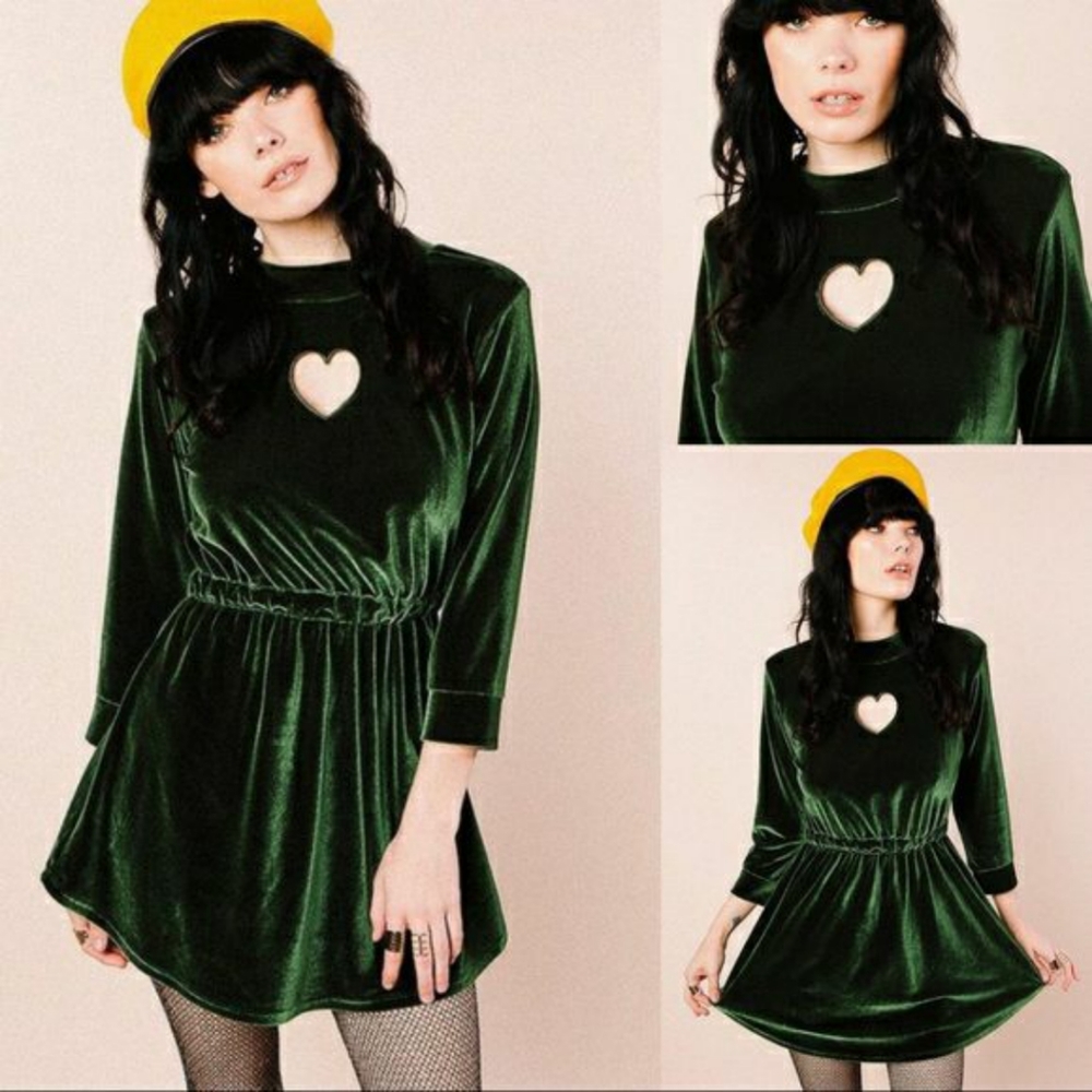 Valfre velvet heart cut out dress